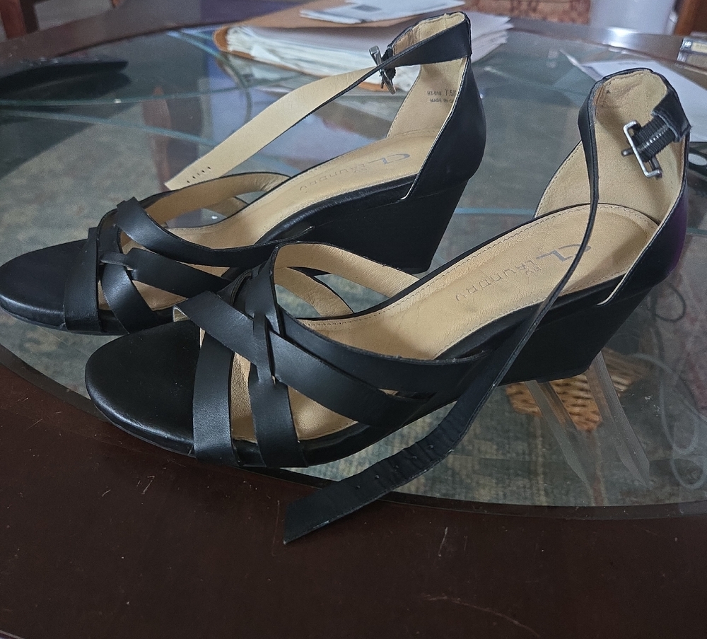 Elegant Black Wedge Sandals